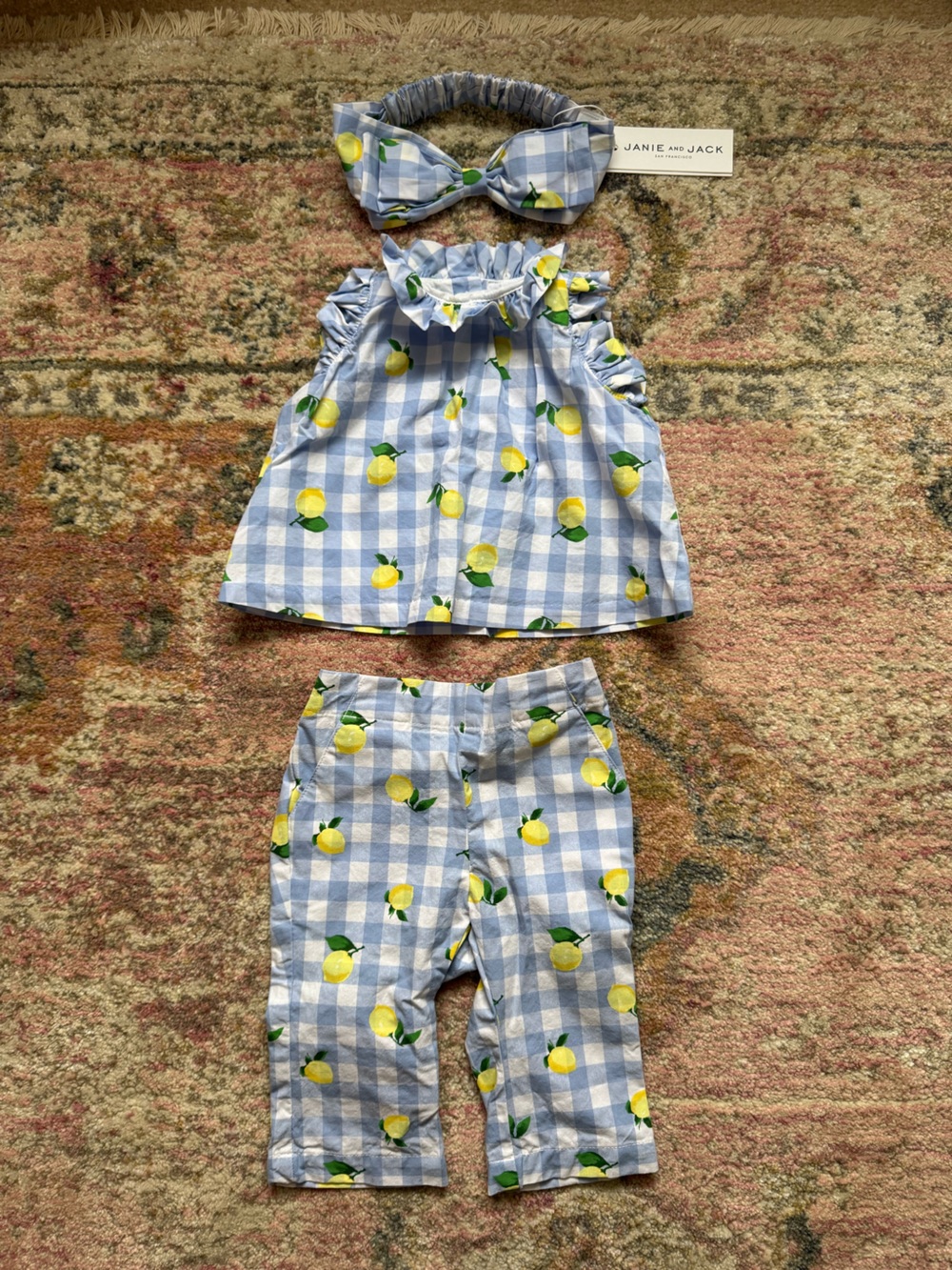 Janie and Jack lemon gingham set